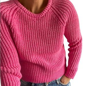 FOREVER 21: Pink cable knit crew neck sweater